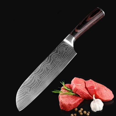 DAO BẾP SANTOKU -DAO BẾP NHẬT THÉP DAMASCUS MÃ FDT116